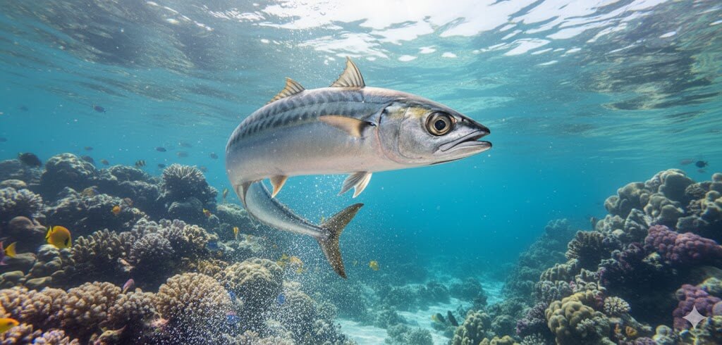 11월제철인 삼치가 바닷속을 헤엄치는 사진